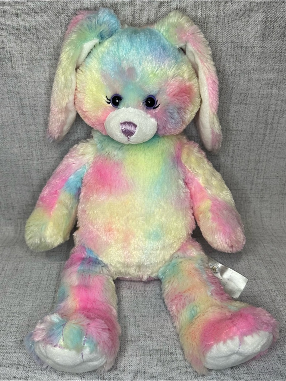 Build A Bear Easter Watercolor Bunny Plush Pastel Rainbow TieDye Colors 2012
